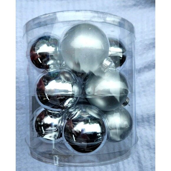 12 Pc Glass Christmas Ornaments 2.3 In Shiny Matte & Glitter Choose Color - Picture 2 of 5